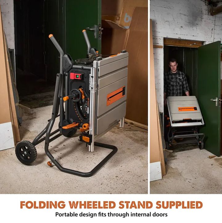 Evolution Power Tools R10TBLX Multi-Material 10 Inch Table Saw with Wheeled Scissor Stand, large image number 1