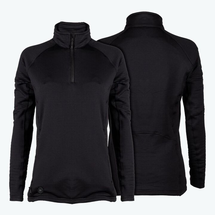 Mobile Warming Womens Element Mid-Layer 1/4 Zip LS Black Heated Shirt Large
