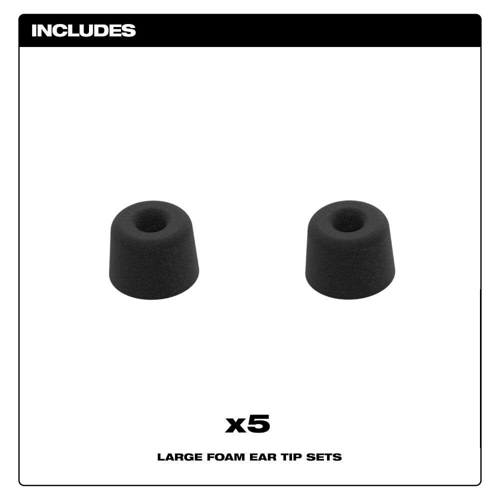 Milwaukee Jobsite Earbuds Foam Ear Tip Kit Large, large image number 2
