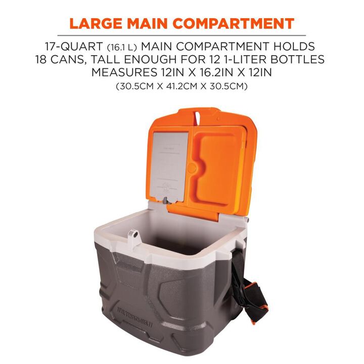 Ergodyne Chill Its 5170 Industrial Hard Sided Cooler 17 Quart Single Orange & Gray, large image number 1
