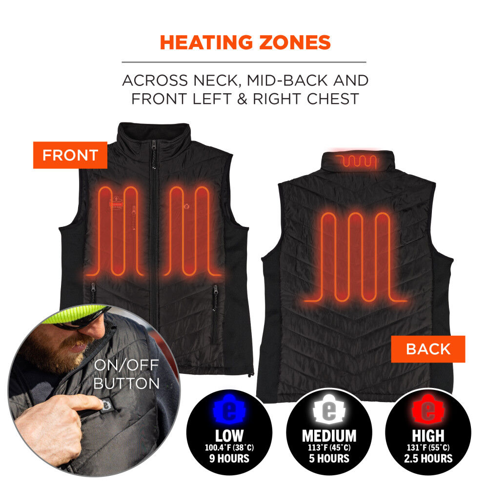 Ergodyne N-Ferno 6495 Rechargeable Heated Vest with Battery Black Medium, large image number 3