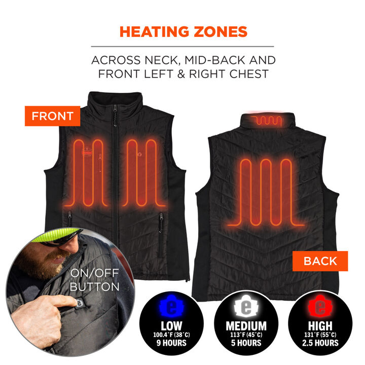 Ergodyne N-Ferno 6495 Rechargeable Heated Vest with Battery Black Medium, large image number 2