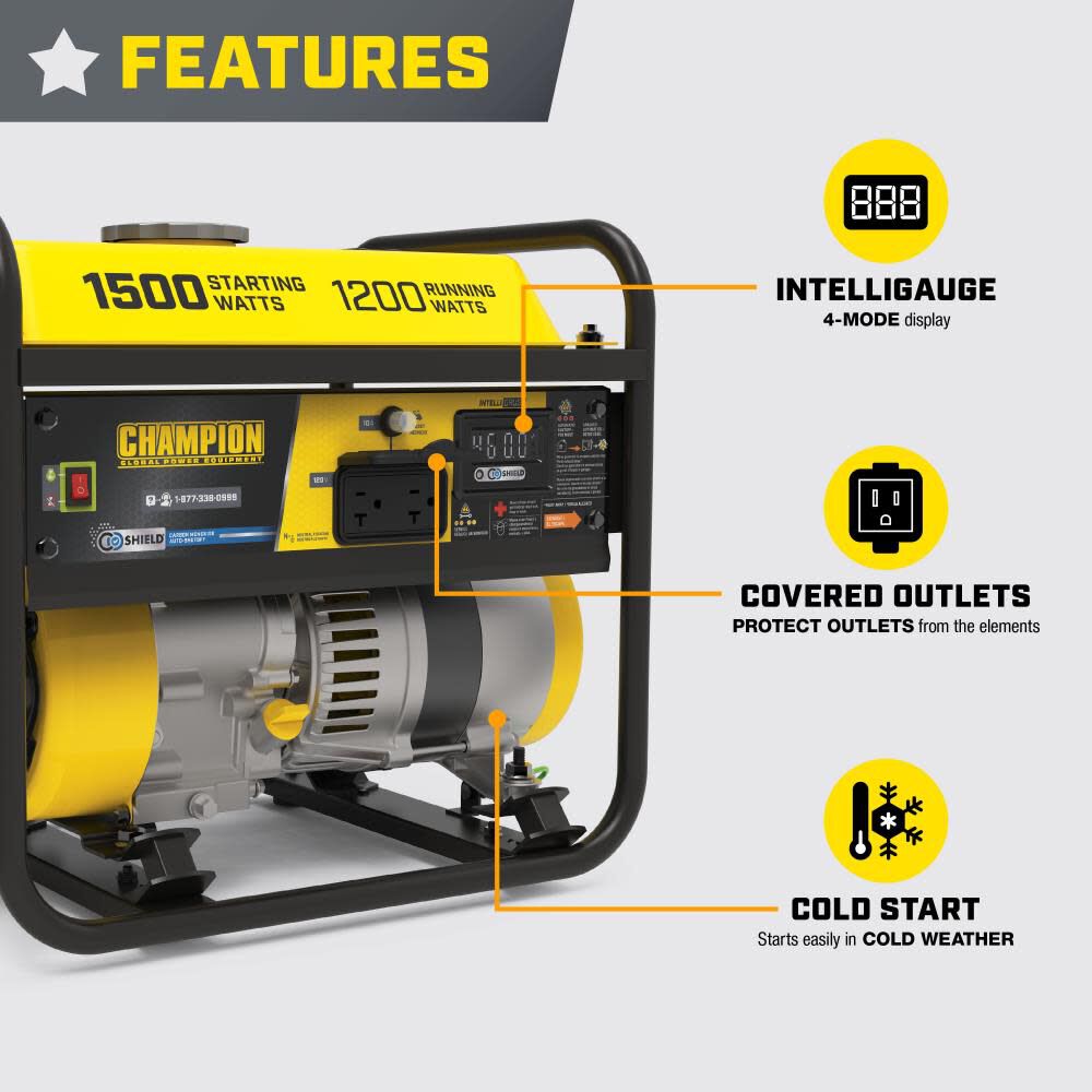 Champion Power Equipment 1,500-Watt Gas Powered 49 State Portable Generator, large image number 4