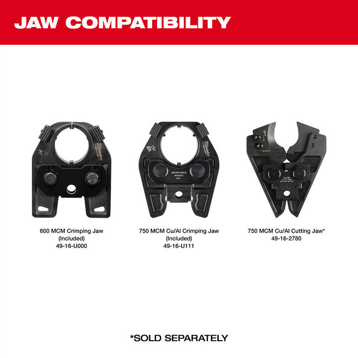 Milwaukee M18 FORCE LOGIC 600 MCM Cu Crimper with 750 MCM Expanded Jaw and Dies (Bare Tool), large image number 4
