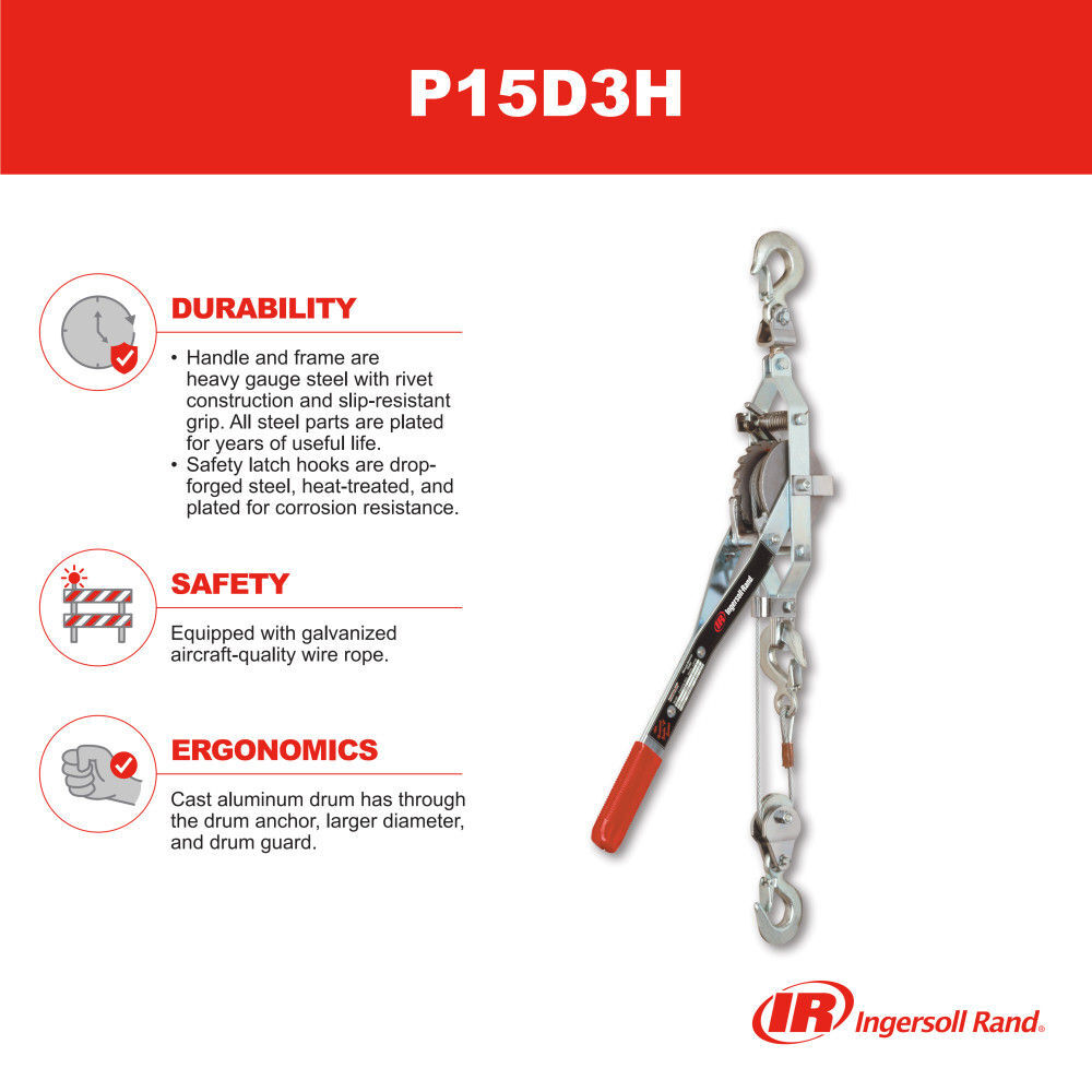 Ingersoll Rand Ratchet Puller 1 Ton Capacity 7-1/2 Ft. Lift, large image number 4