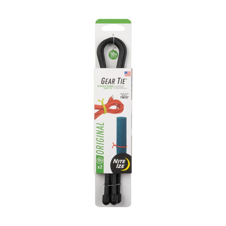 Nite Ize Gear Tie Reusable Rubber Twist Tie 18in 2pk Black