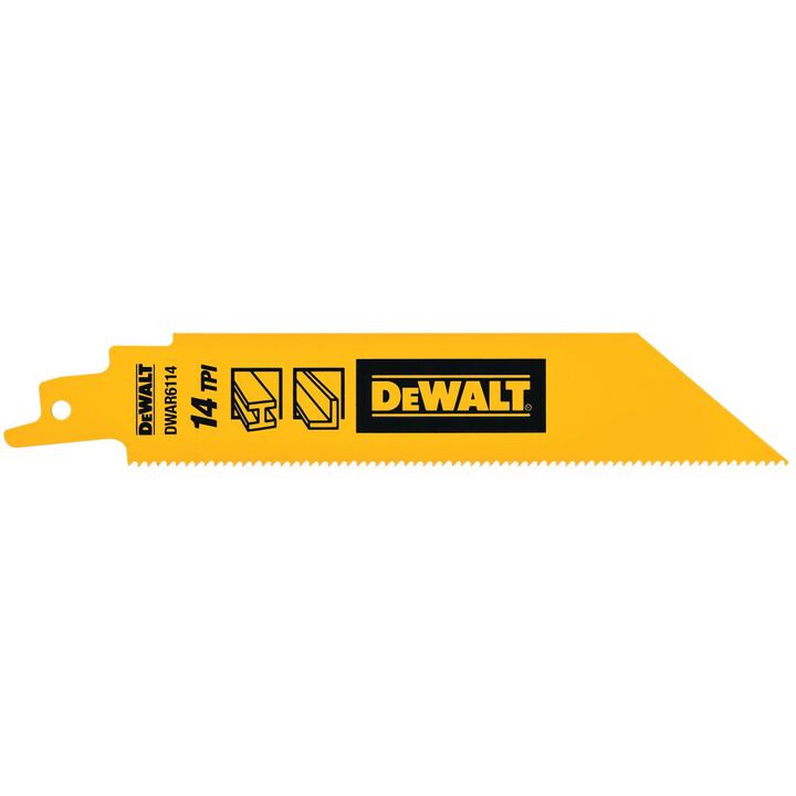 DEWALT 6 Inch 14 TPI Bi-Metal Reciprocating Saw Blade, 5 Pieces