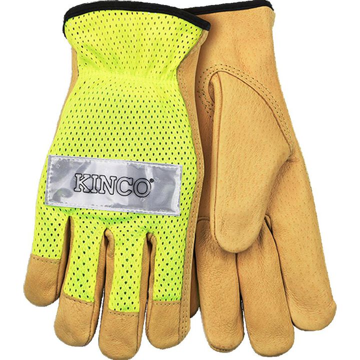 Kinco X-Large High-Visibility Lime Green Pigskin Leather Gloves