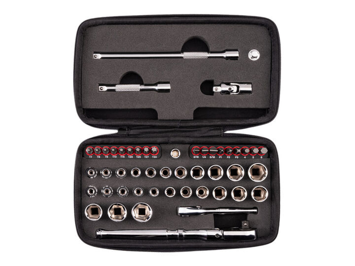 Tekton 1/4 Inch Small Engine Repair Kit, Flex Head QR Ratchet, Case 50 Pieces