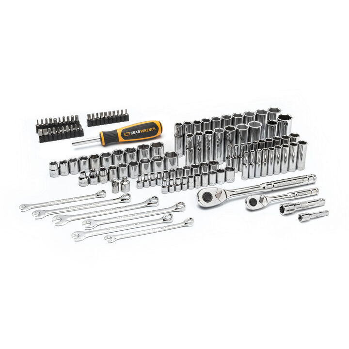 GEARWRENCH 1/4 Inch, 3/8 Inch SAE/MM Mechanics Hand Tool Set, 121 Piece