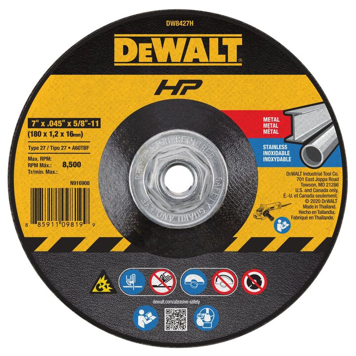 DEWALT Metal Cutting Wheel 5/8-11 Arbor 7 in By 0.045 in