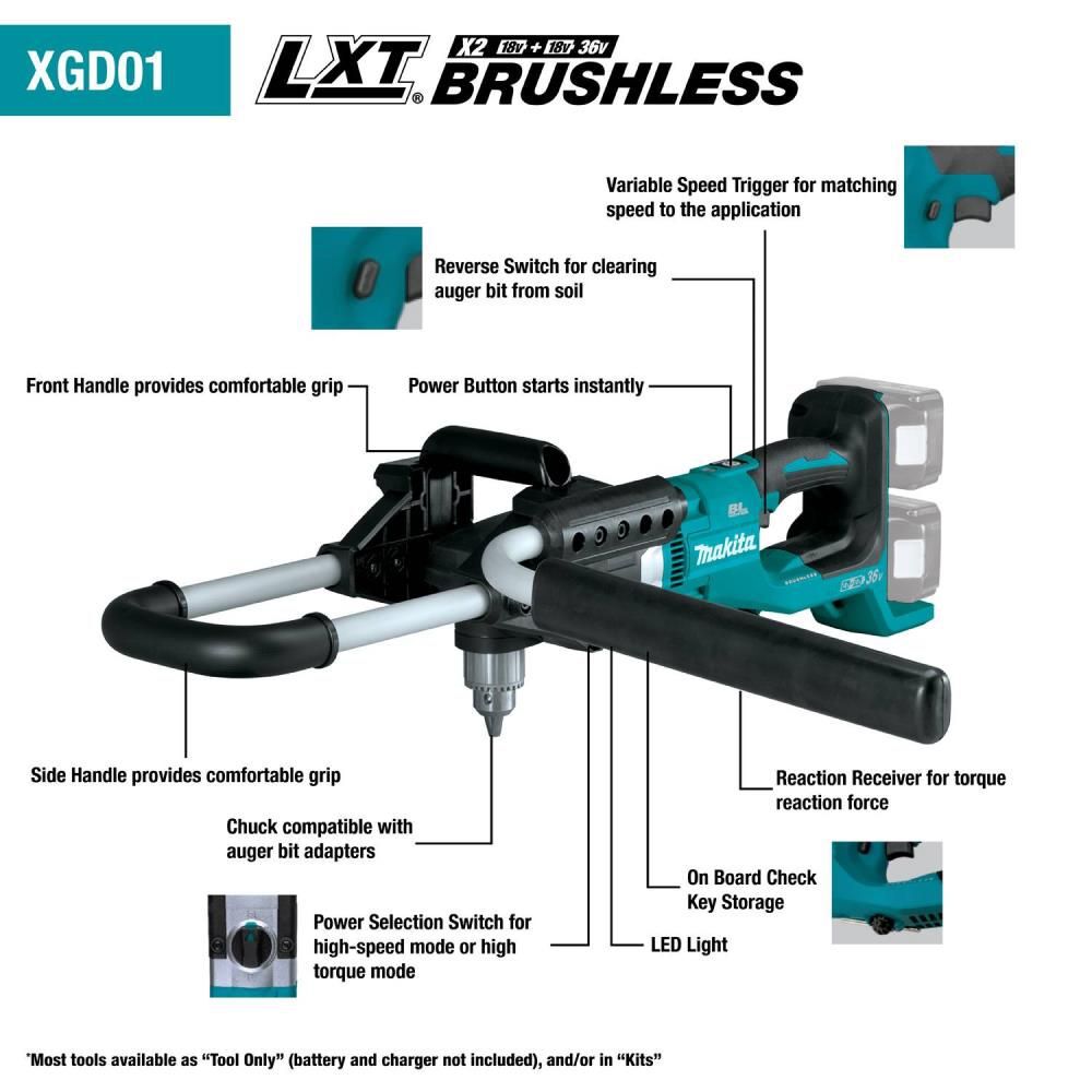 Makita 18V X2 (36V) LXT Earth Auger (Bare Tool), large image number 5