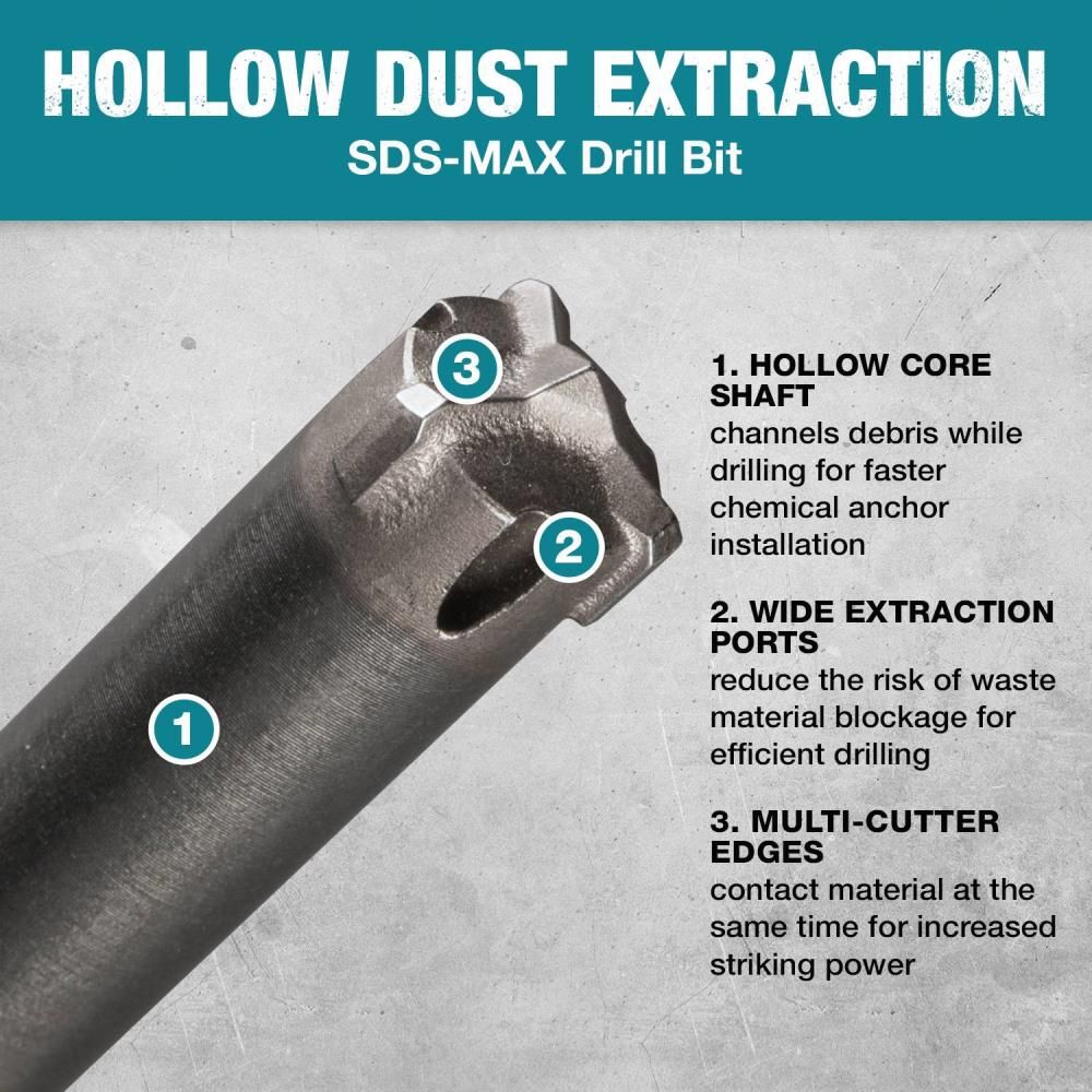 Makita 9/16in x 24in SDS-MAX Dust Extraction Drill Bit, large image number 4