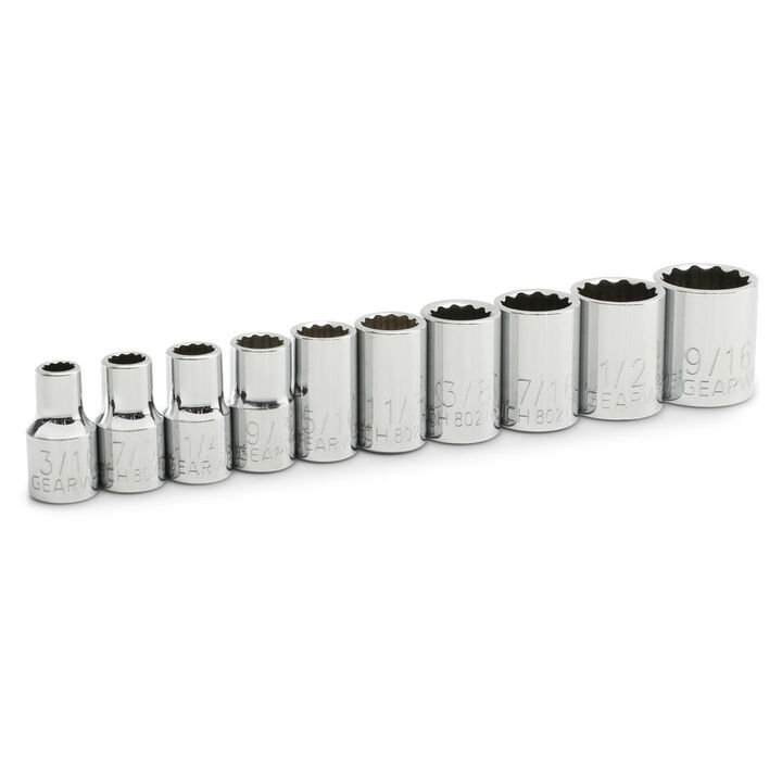 GEARWRENCH 1/4in Drive 12 Point Standard SAE Socket Set 10pc