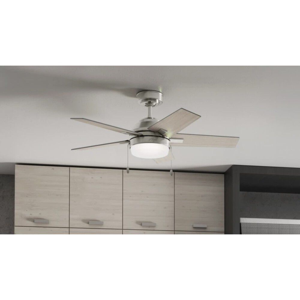Hunter Fan Barlett Ceiling Fan 44in Brushed Nickel Light Gray Oak, large image number 6