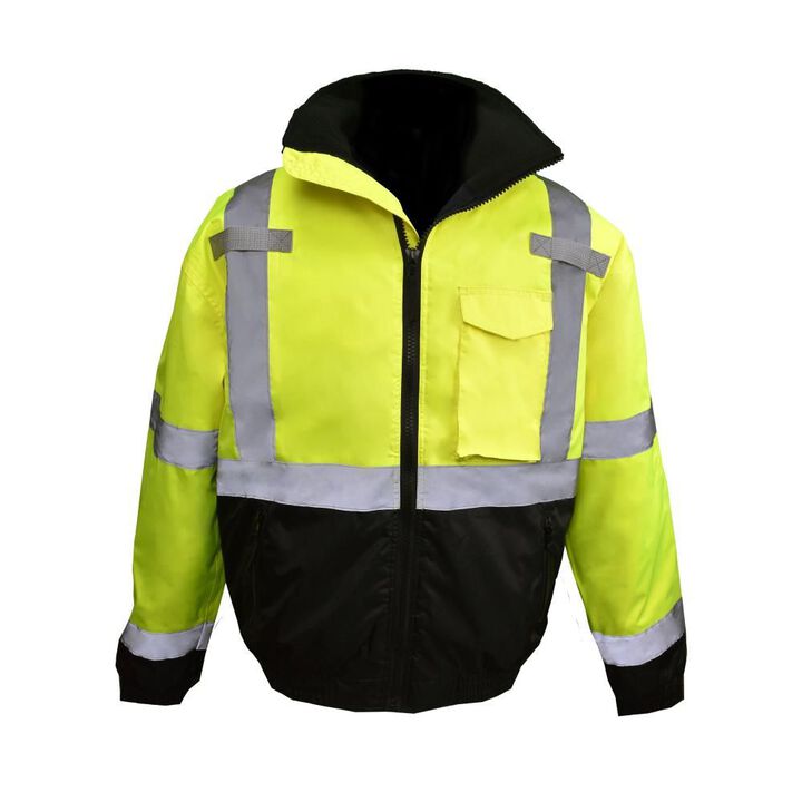 Radians Class 3 Bomber Jacket Hi Viz Weather Proof QuiltedGreen/Black Small