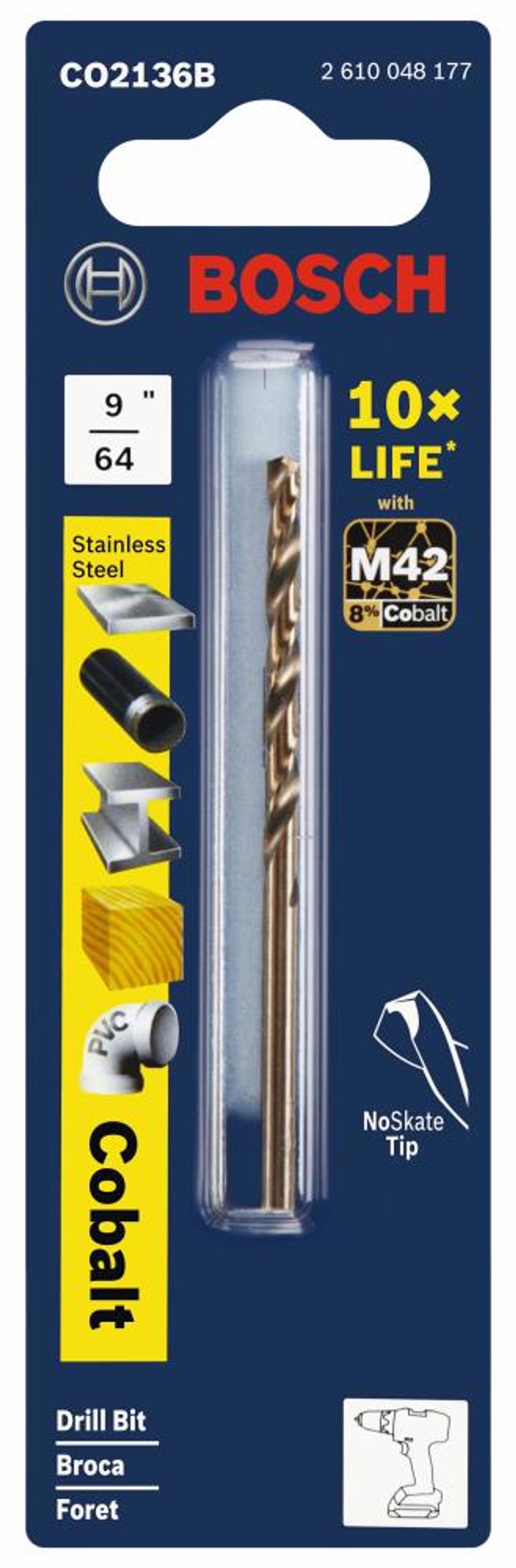 Bosch 7/64 Inch X 2-5/8 Inch Cobalt M42 Drill Bit, large image number 3