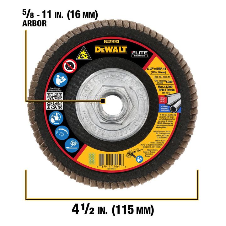 DEWALT 4 1/2in X 5/8in 11 SG80 T29 Ceramic Flap Disc, large image number 1