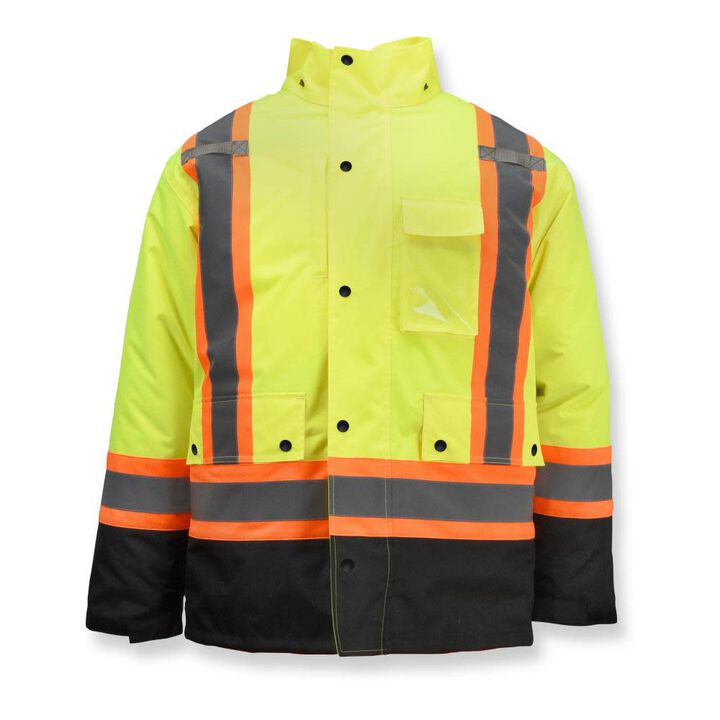 Radians Polyester Weatherproof Parka with Zip-Out Reversible Bomber Jacket, Hi-Viz Green, Medium, large image number 12