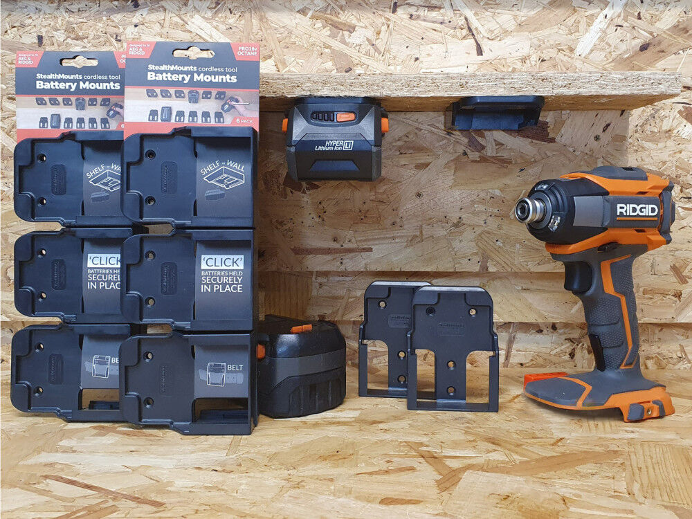Stealthmounts Battery Mounts for Ridgid & AEG 18v 6pk Black, large image number 2