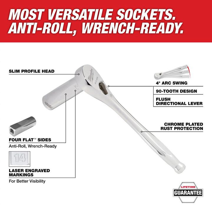 Milwaukee 1/4in & 3/8 106pc Ratchet and Socket Set in PACKOUT - SAE & Metric, large image number 2
