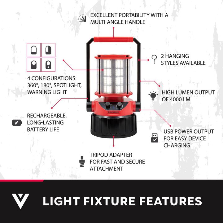Volterrex 14V 4000 Lumens LED Battery Rechargeable Portable Lantern Kit, large image number 1