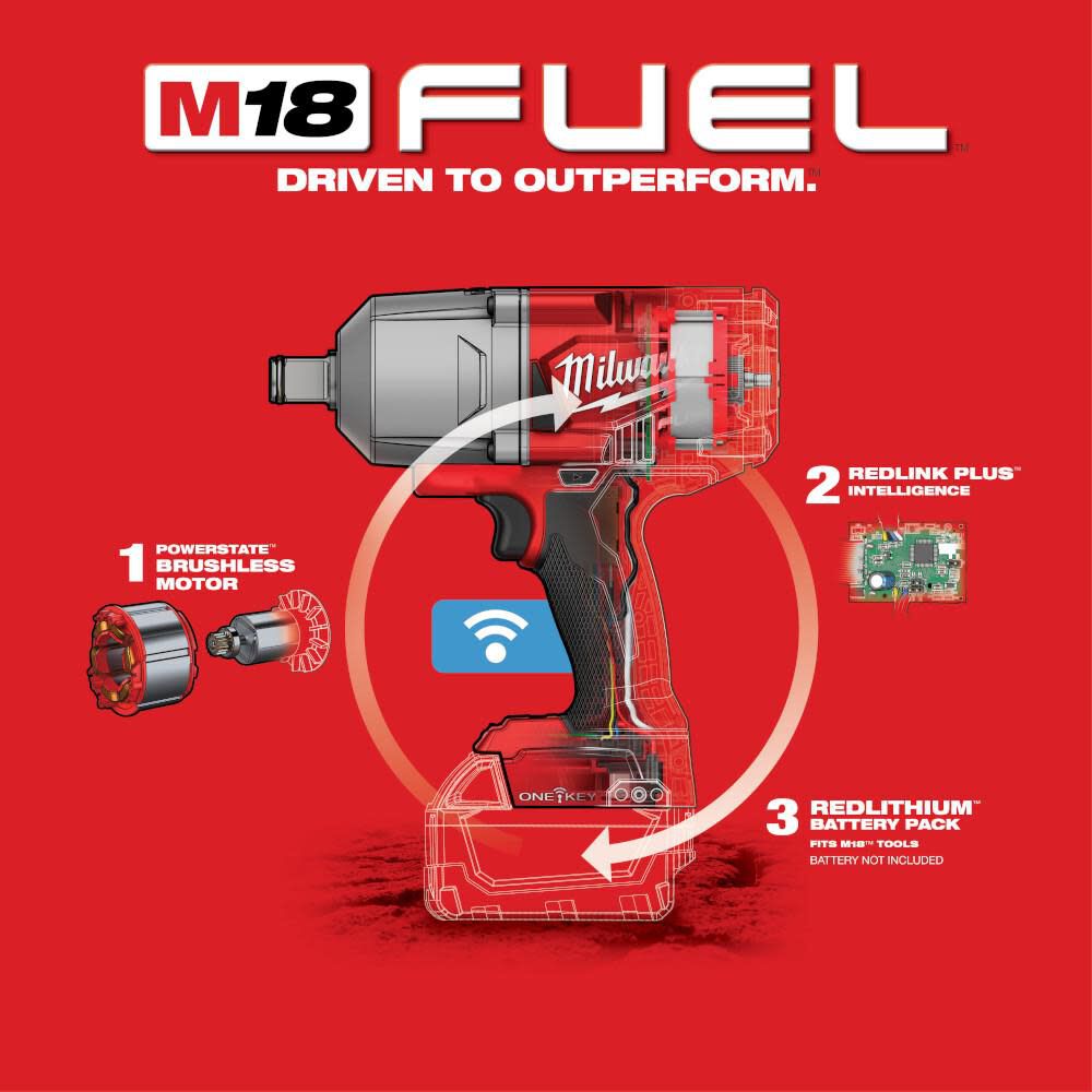 Milwaukee M18 FUEL ONE KEY Impact Wrench 3/4inch Friction Ring (Bare Tool) Reconditioned, large image number 6
