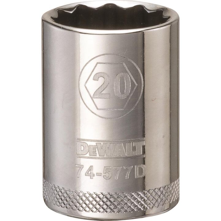 DEWALT Socket 12 Point 1/2in Drive 20 MM
