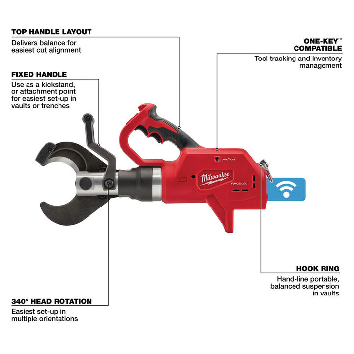 Milwaukee M18 FORCE LOGIC 3 Inch Underground Cable Cutter & M18 REDLITHIUM XC 18V 5Ah Battery Bundle, large image number 5
