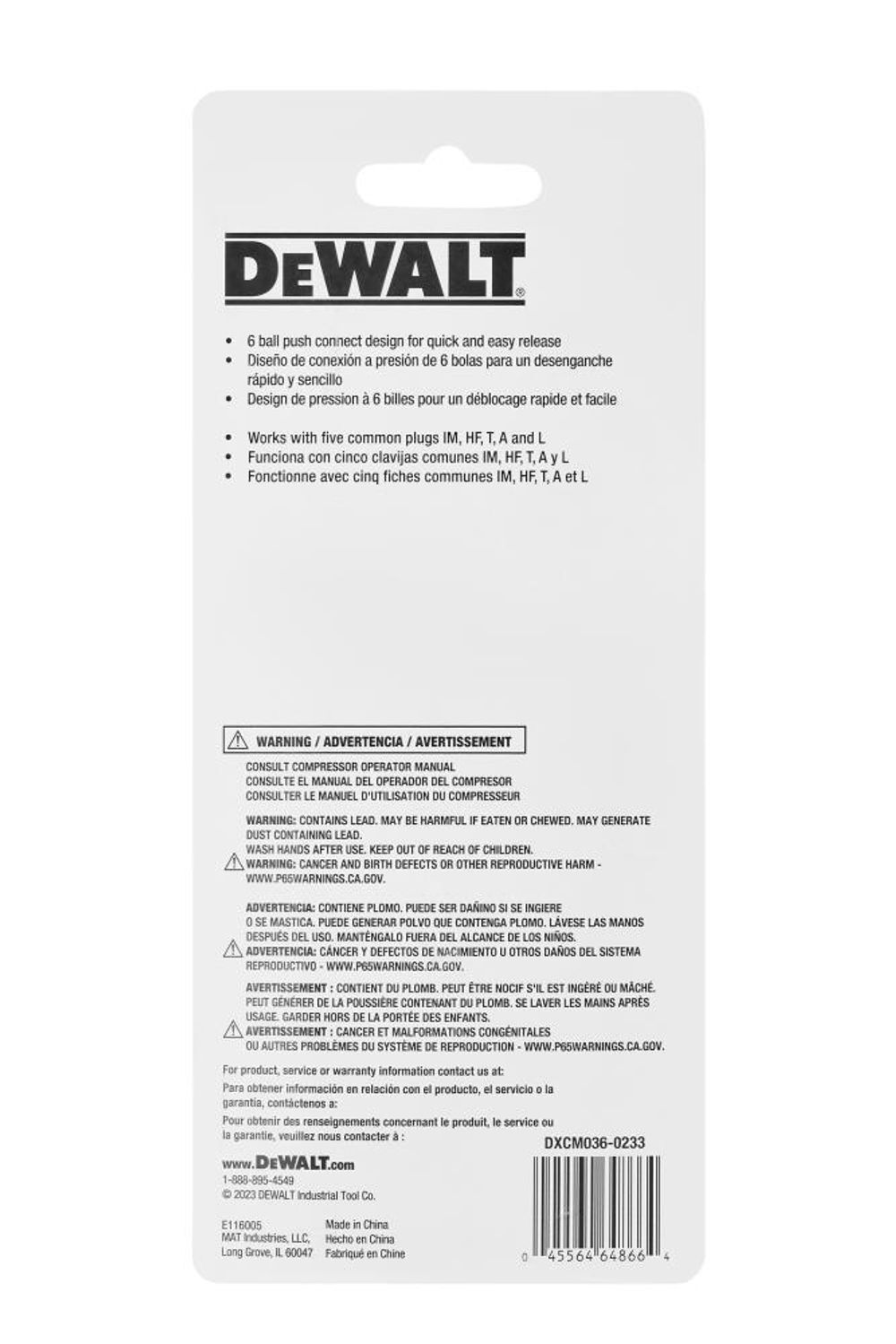 DEWALT 1/4 Inch FNPT 5-in-1 Safety Exhaust Coupler, large image number 5