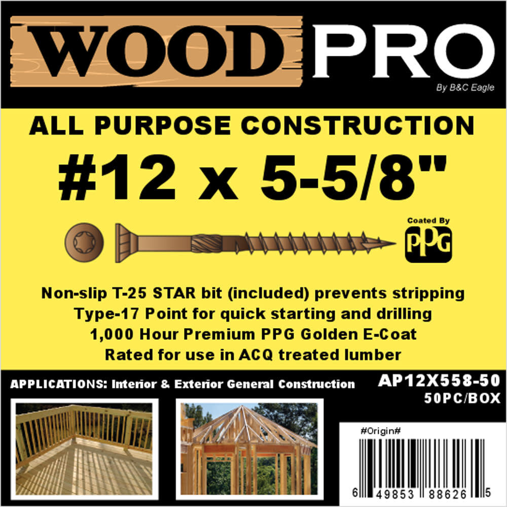 Woodpro (50) #12 x 5-5/8 In. All Purpose Wood Screws, large image number 2