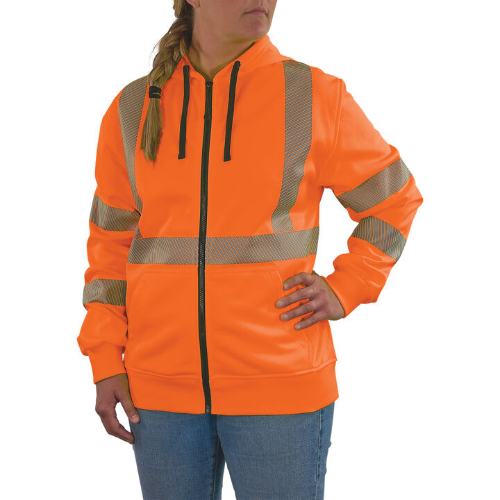 Ergodyne GloWear 8305W Class 3 Womens Performance Zip-Up Hoodie Hi-Vis Orange