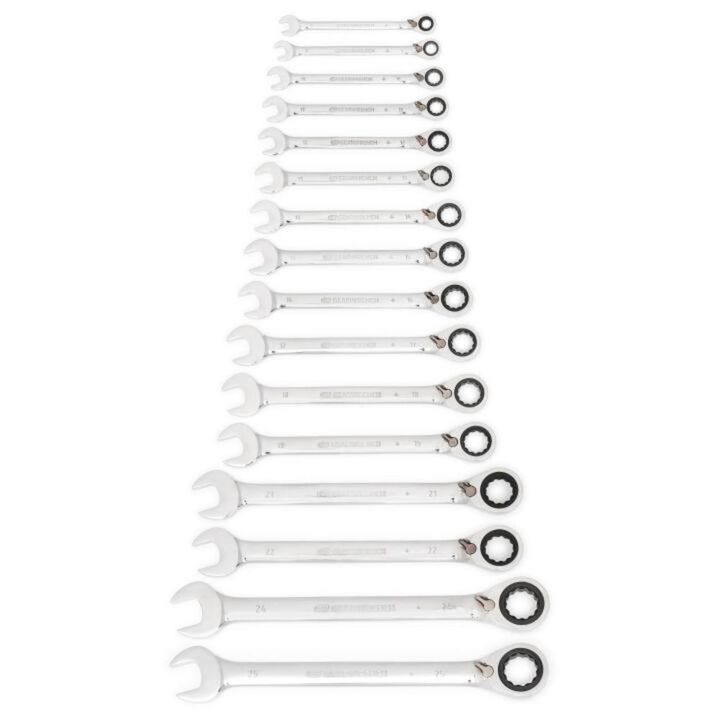 GEARWRENCH 16 Piece 72-Tooth 12 Point Reversible Ratcheting Combination Metric Wrench Set, large image number 2