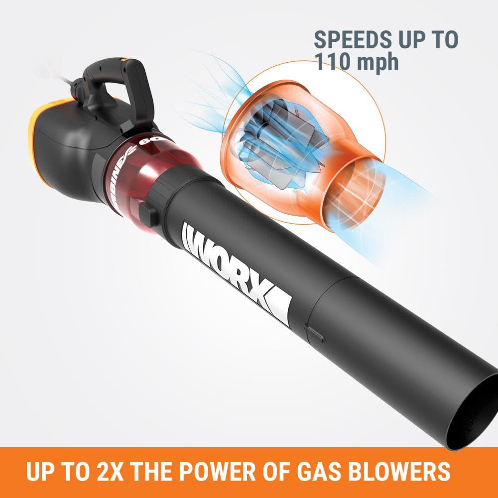 Worx 12-Amp 600-CFM 110-MPH Medium-Duty Corded Electric Leaf Blower, large image number 5