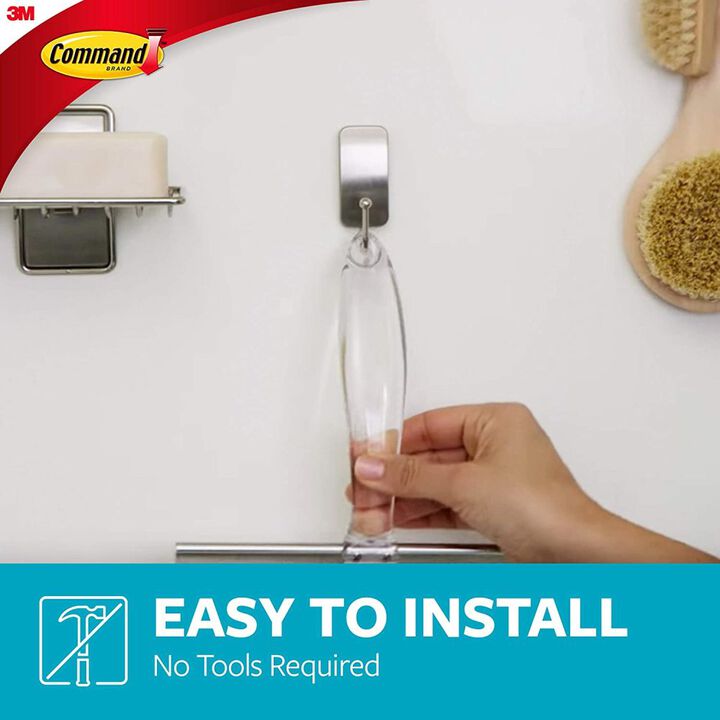 3M Command Metal Bath Squeegee & Satin Nickel Hook, large image number 3