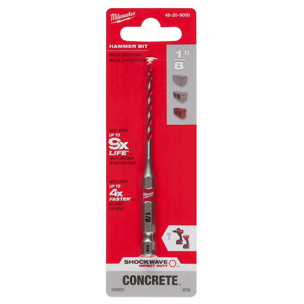 Milwaukee SHOCKWAVE Carbide Hammer Drill Bit 1/8inchx2inchx3-1/2inch, large image number 9