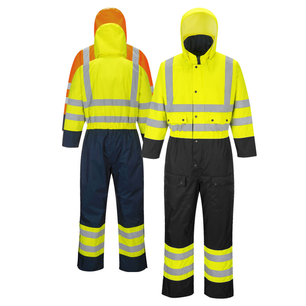 Portwest Yellow and Black Contrast Coverall Lined - XL, large image number 1