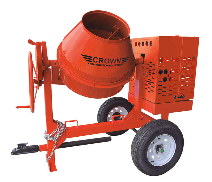 Crown Construction Equipment C9-CGH9 9 Cu. Ft. Towable Concrete Mixer with Pintle Hitch