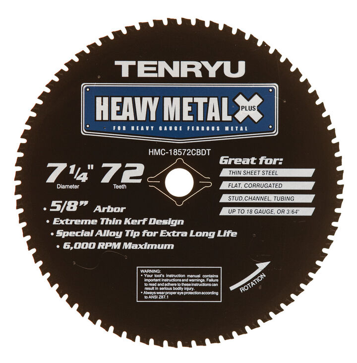 Tenryu Heavy Metal Plus 7-1/4 Inch x 72T Roofing/Siding Blade