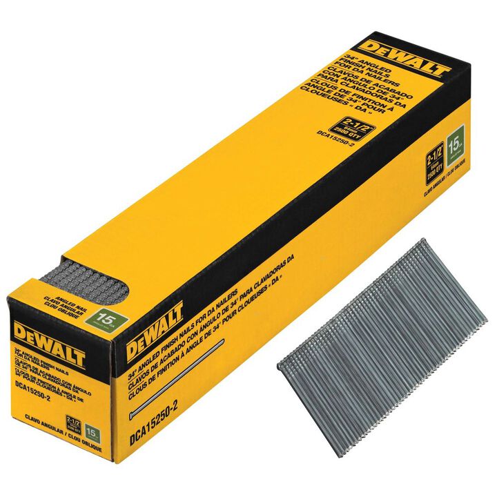 DEWALT 15 Gauge 2 1/2 in DA Style Angled Finish Nails 2500qty, large image number 1
