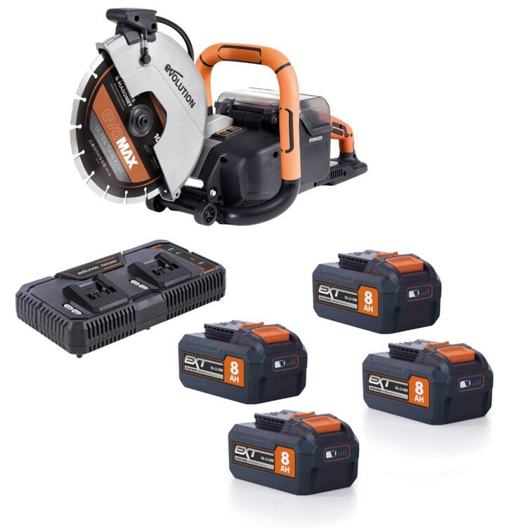 Evolution Power Tools R10DCT-Li 10 Inch Concrete Saw Kit with 8Ah Batteries
