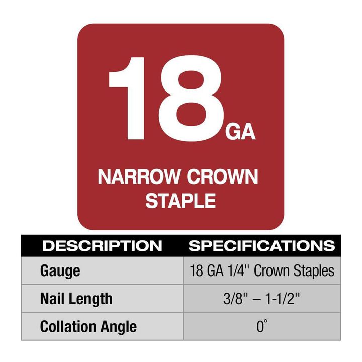 Milwaukee M18 FUEL 18 Gauge 1/4 in. Narrow Crown Stapler (Bare Tool), large image number 1