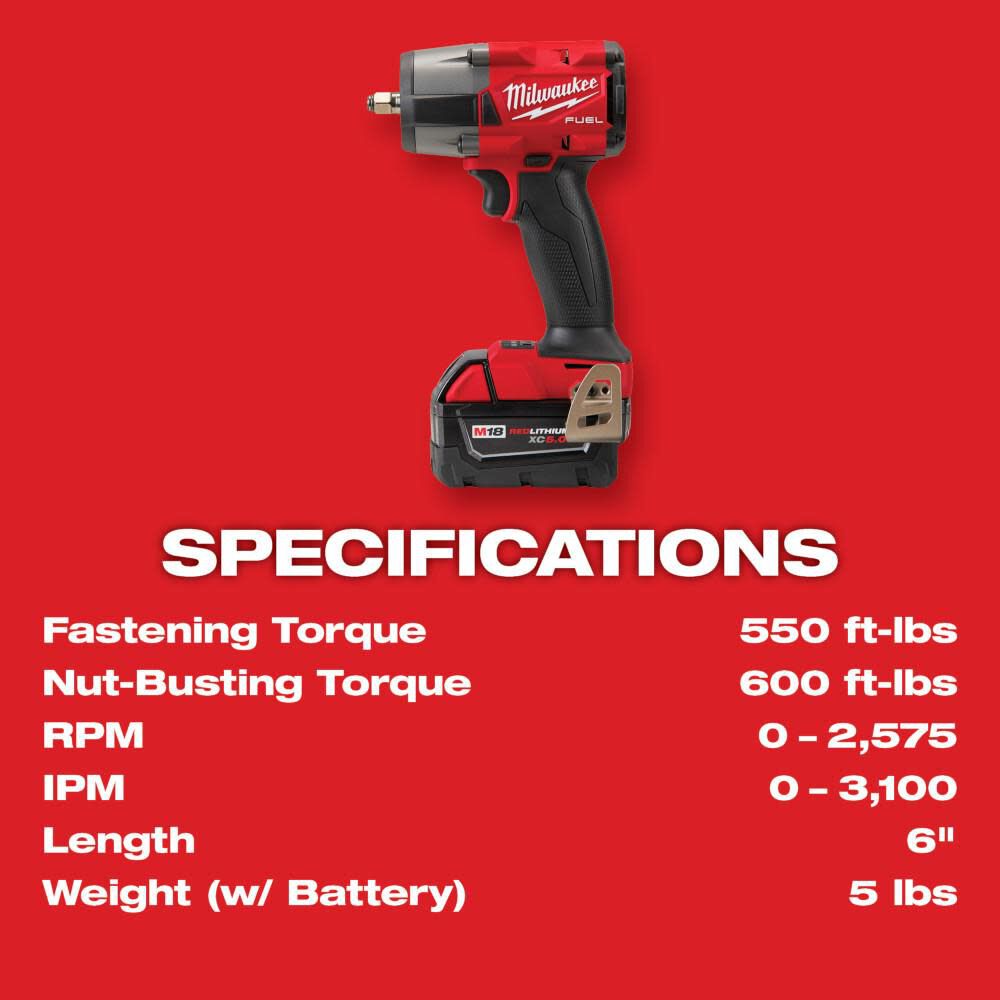 Milwaukee M18 FUEL 3/8inch Mid Torque Impact Wrench with Friction Ring Kit, large image number 8