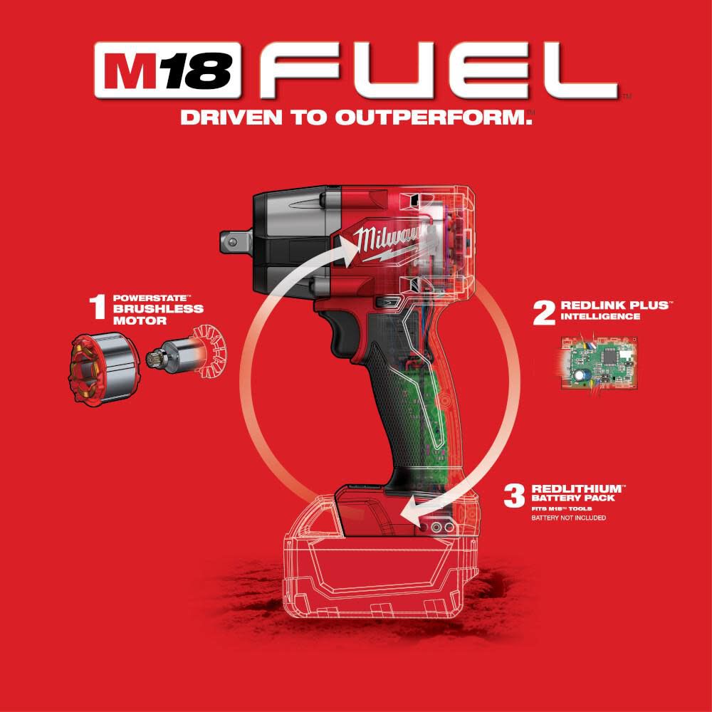 Milwaukee M18 FUEL 1/2inch Impact Wrench (Bare Tool) with Pin Detent Reconditioned, large image number 5