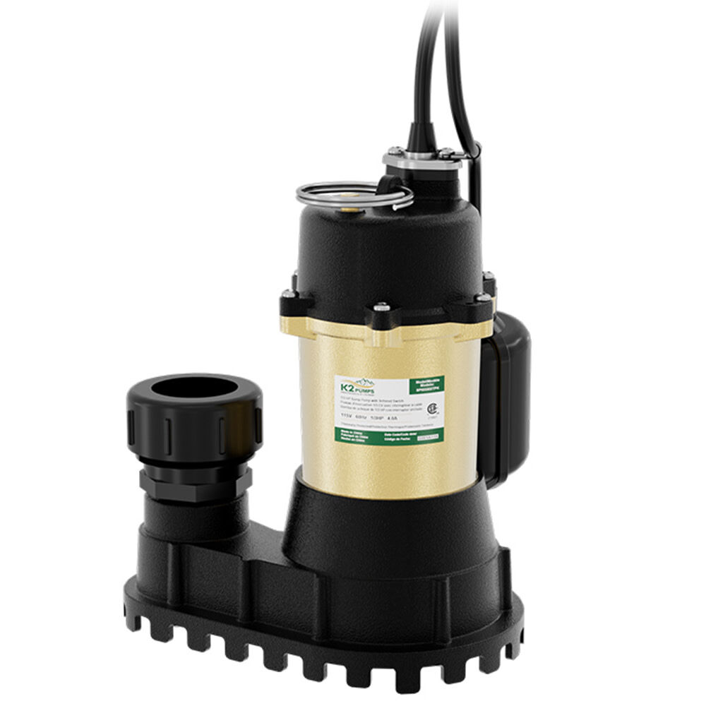 K2 Pumps Submersible Sump Pump 1/2 HP Cast Iron with Piggyback Tethered Switch, large image number 2