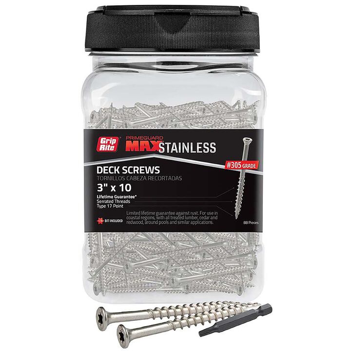 Grip Rite PrimeGuard Max PrimeGuard Max 88Ct Deck Screw Stainless 3 in Star Drive Head
