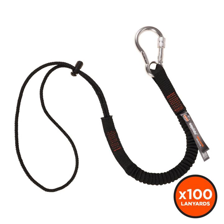 Ergodyne 3105 Standard Black Economy Single Carabiner Lanyard 100pk