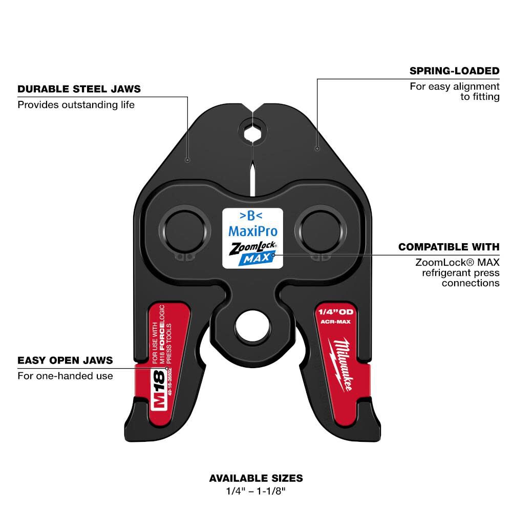 Milwaukee 1-1/8 Inch ZoomLock MAX Press Jaw for M18 FORCE LOGIC Press Tools, large image number 2