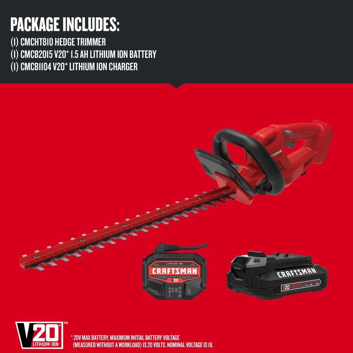 CRAFTSMAN V20* 20 Inch Cordless Hedge Trimmer 1.5Ah Kit, large image number 4