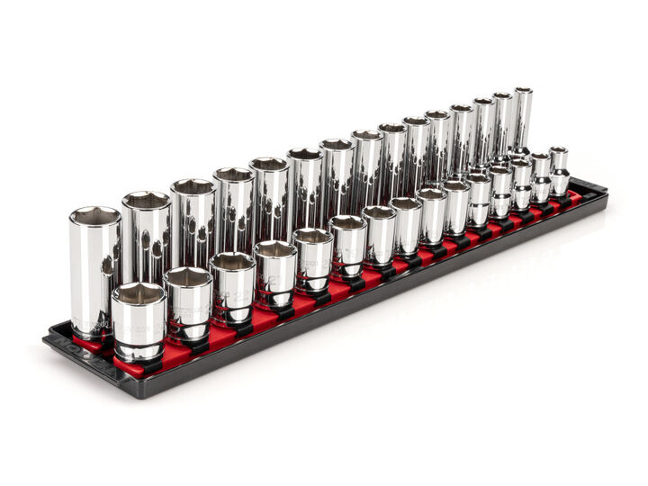 Tekton 1/2 Inch 6 Point Socket Set, 30 Pieces (10-24 mm)